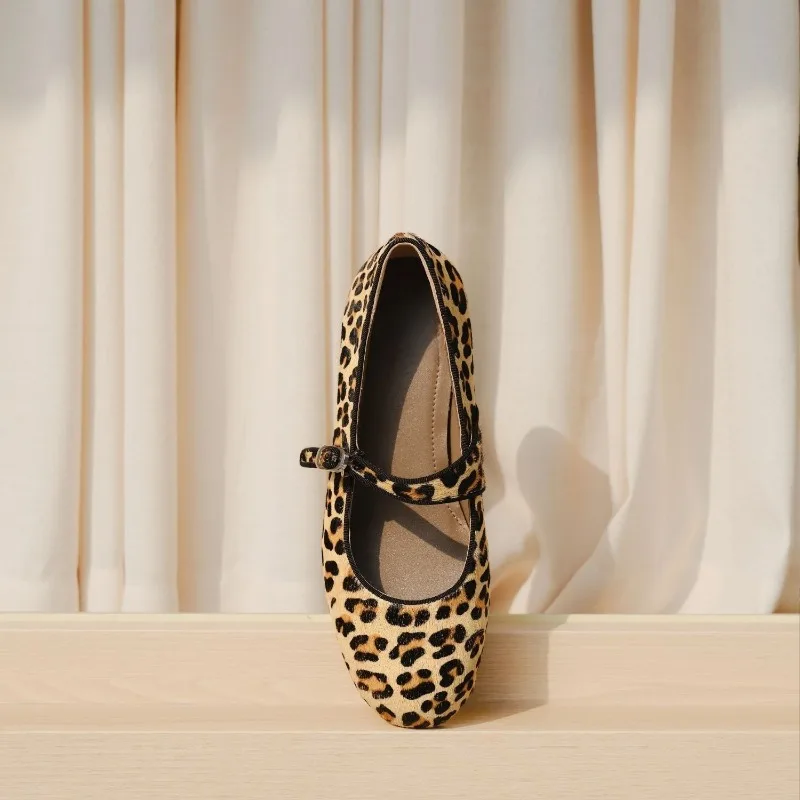 

Womens Mary Jane Shoes Exquisite Leopard Print Round Head Casual Shoes for Woman Fashion Flat Shoe Designer Shoes Zapatos Mujer