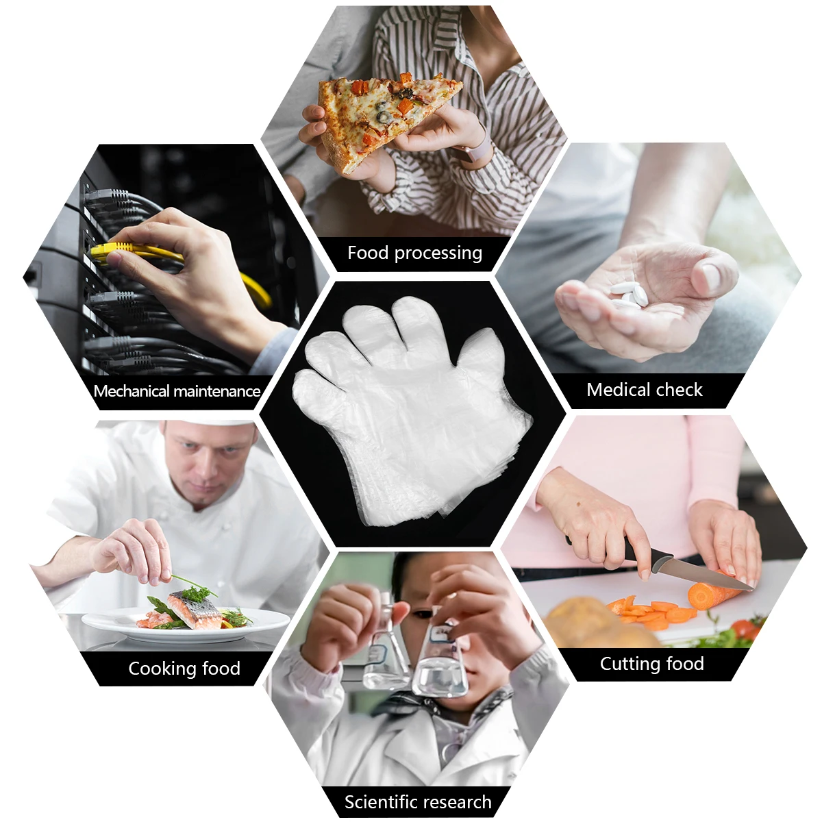

400pcs / Disposable Gloves Cooking Single Use Dispensing Food Service Disposables White Handling Miss