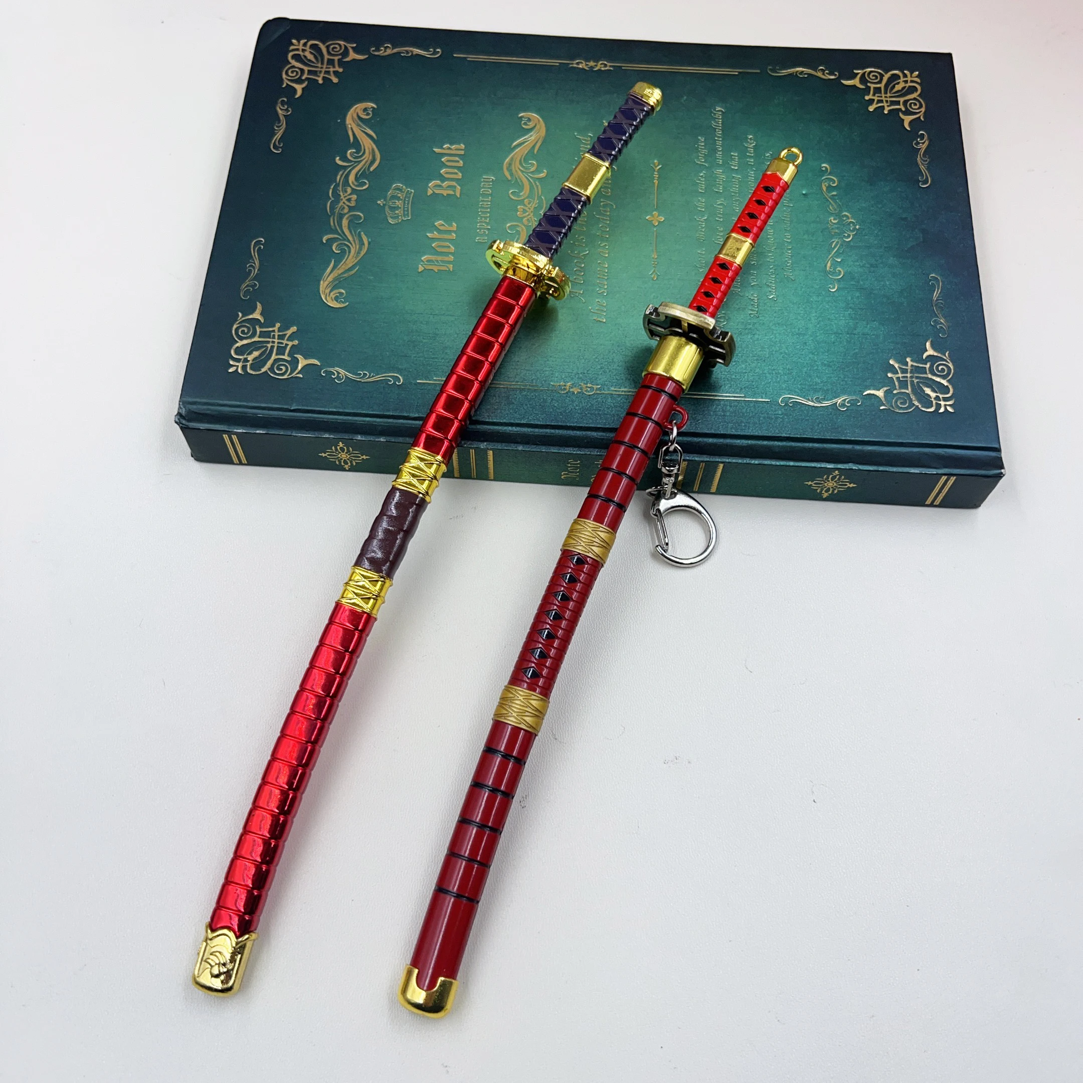 Llavero Sandai Kitetsu Roronoa Zoro de 23cm, mercancía de Anime Fate Enma Shigure, Katana de Metal con botón, llavero artesanal totalmente de Metal