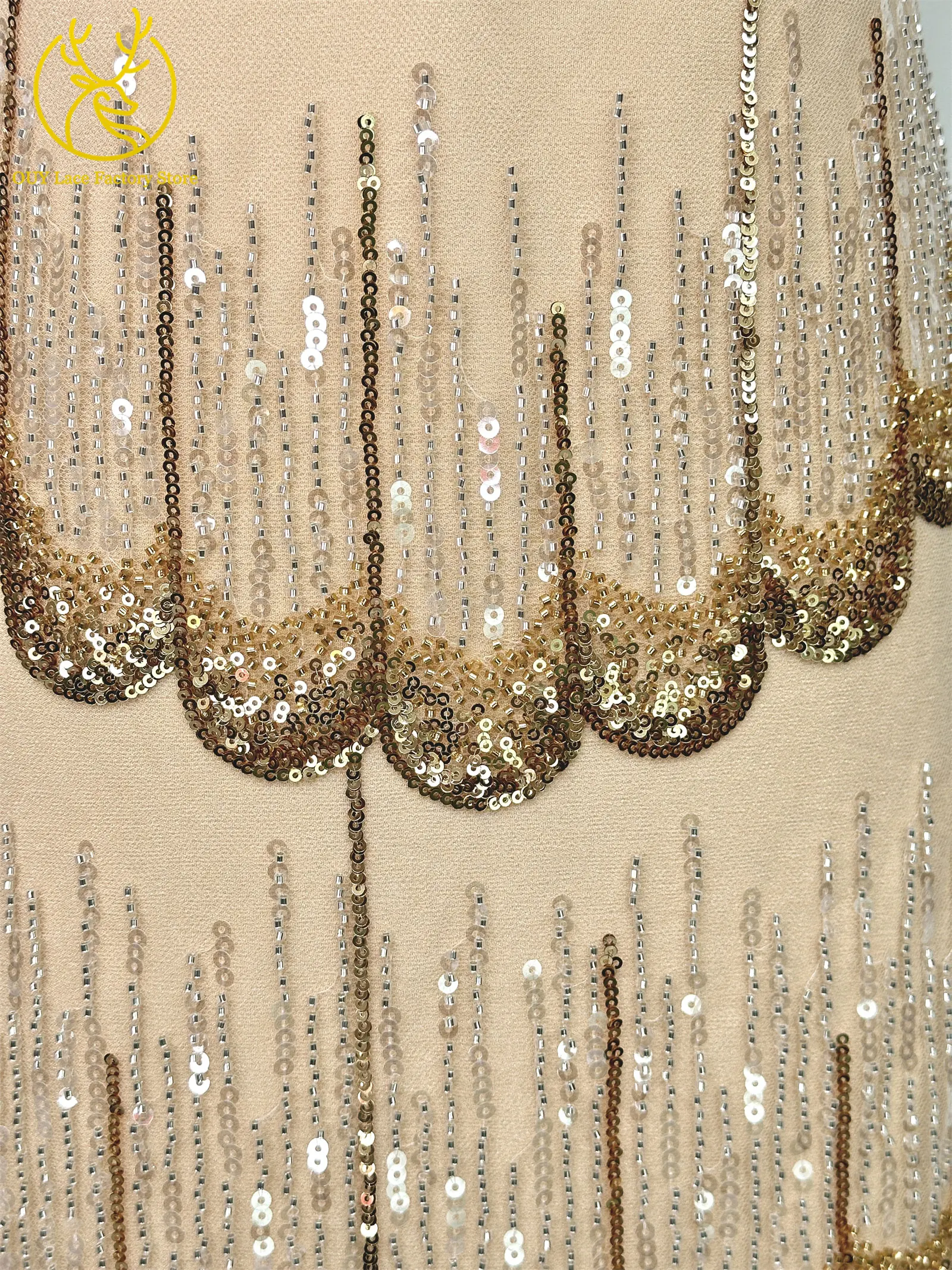 2026 Neues Design Elegante Modische Afrikanische Pailletten-Perlen-Spitzenstoffe Nigerianische Französische Tüll-Stickerei-Spitze für Braut- und Hochzeitskleidung – Detail 10