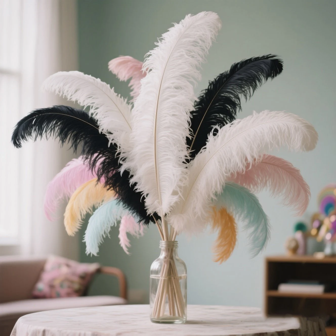 

65-70cm/26-28inch Giant Ostrich Feathers Rainbow Assorted DIY Craft Supplies Wedding Carnival Sourced Luxury Decor Plumes