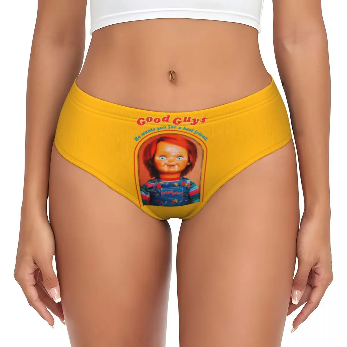 Custom Chucky Retro Movies Brief Panties Women Breathable Stretch Child\'s Play Chucky Underwear