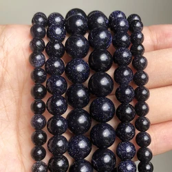 2/3/4/6/8/10/12mm Natural Dark Blue Sand stone Beads Loose Stone Round Loose Beads for DIY Accessories Jewellery Making 15''