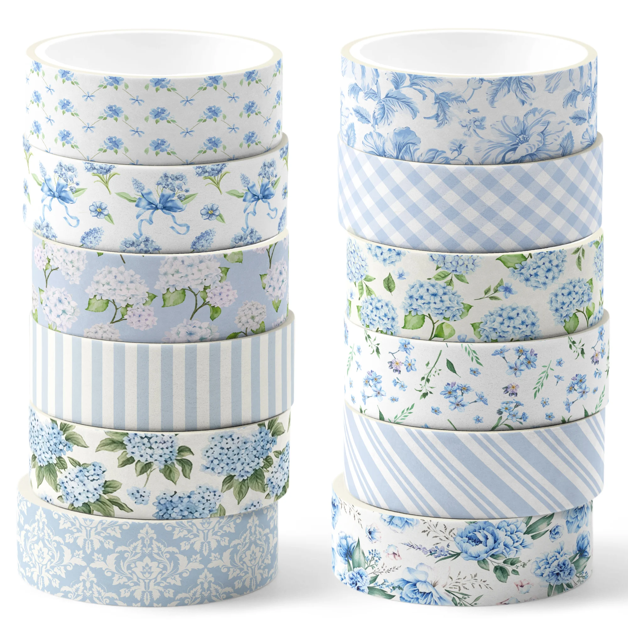 12 Rolls Hydrangea Flower Washi Tape Set,Decorative Paper Stickers,DIY Craft Tape for Gift Wrapping, Scrapbooking Party Supplies