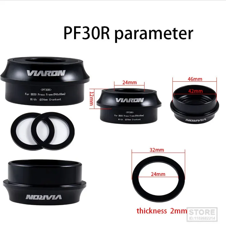 VIARON  BB30/PF30 BB axial Press-Fit Bike Bottom Bracket Bearing  MTB  7075AL CNC axis GXP 24mm Bicycle Accessories