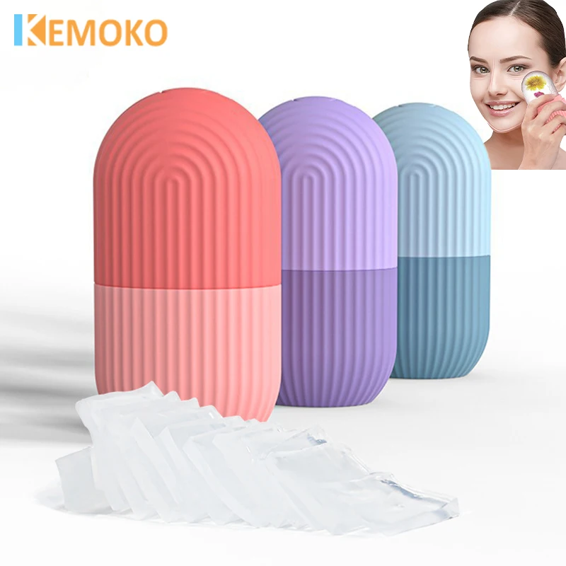 

Facial Ice Roller Massager Silicone Cube Tray Face Eyes Natural Face Massager Cooling and Eliminating Eye Bags Reusable Soothing