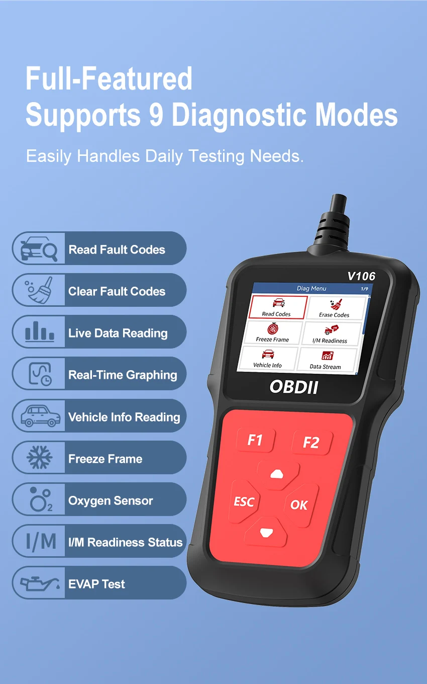 2026 Neuester OBD2-Scanner Professionelles OBD2-Autodiagnosegerät Codeleser Scan-Tool Löscht Fehlercodes Unterstützt 12 Sprachen – Detail 4