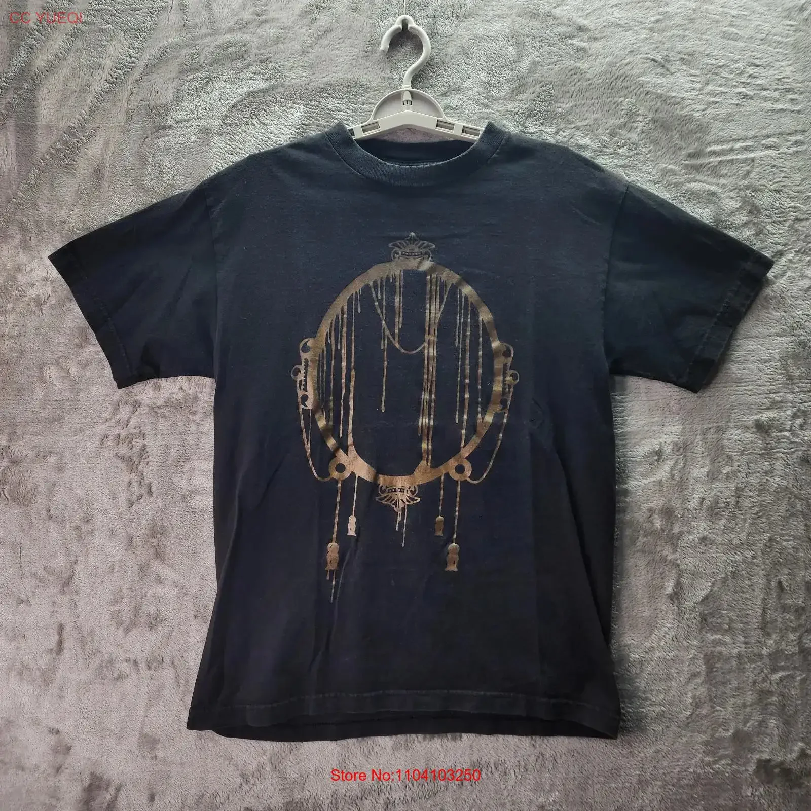 Adapt Clothing Men s Medium Black T Shirt Streetwear Rare Design vintage Washed Versatile Top For Everyday Wear Casual
