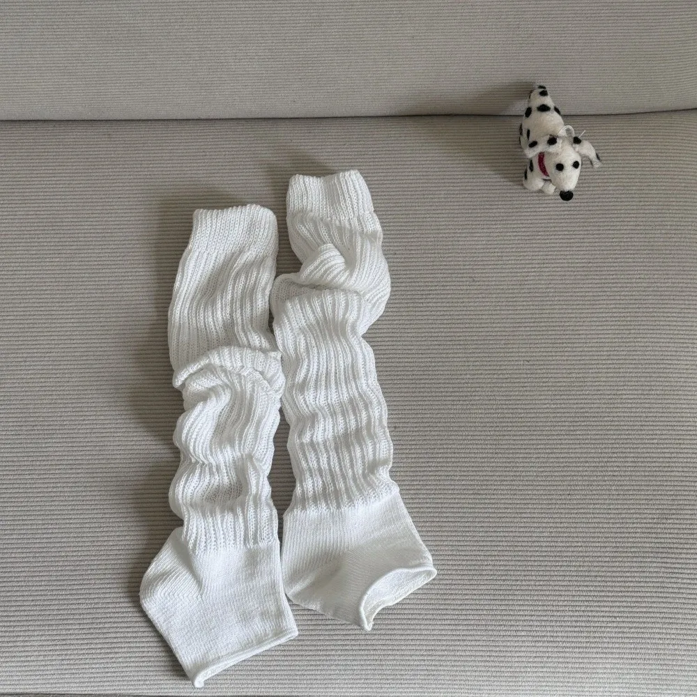 Solid Color Leg Warmers Knitted Texture Loose Fit Knitted Leg Sleeves Slouch Stacked Design Long Length Stacked Leg Covers