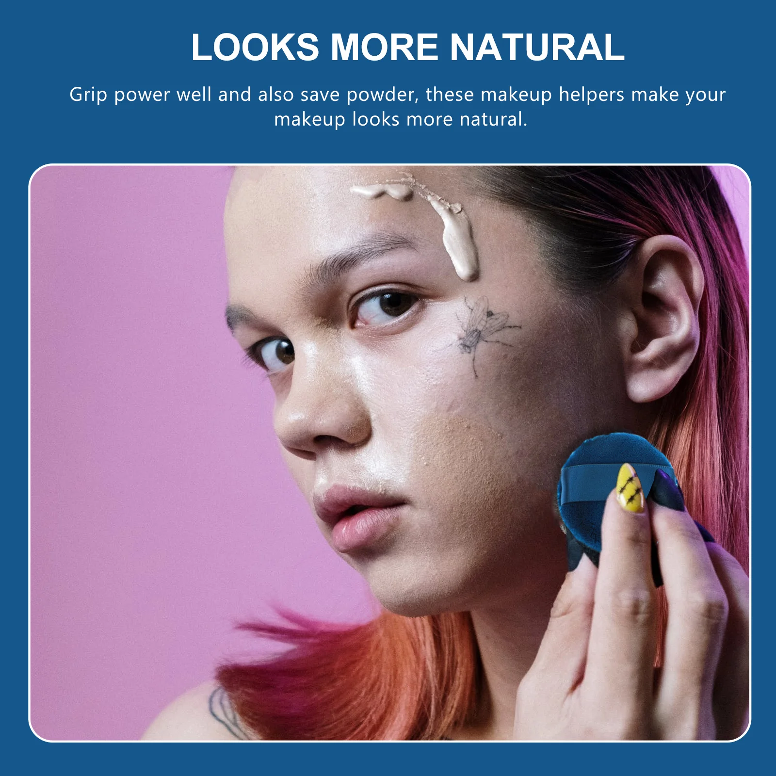 

2Pcs Powder Supple Round Dry Makeup Tool for Loose Powder Highlighter Application Soft Skin-Friendly Beauty Accessories