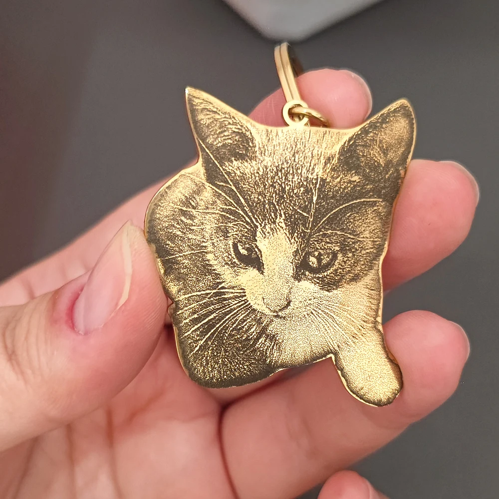 

Изысканный милый персонализированный кулон с фотографией домашних животных на заказ, брелок из нержавеющей стали, подарки для любителей домашних животных, ювелирный брелок