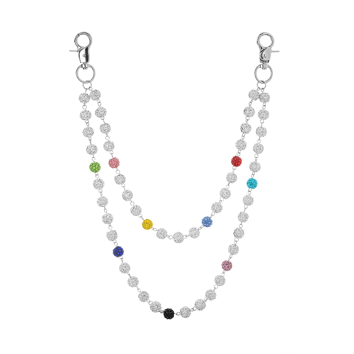 قطعة واحدة من جينز كروي سيراميك ناعم من الزركون الملون متعدد الطبقات مع سلسلة معلقة وسلسلة جسم محايدة #6