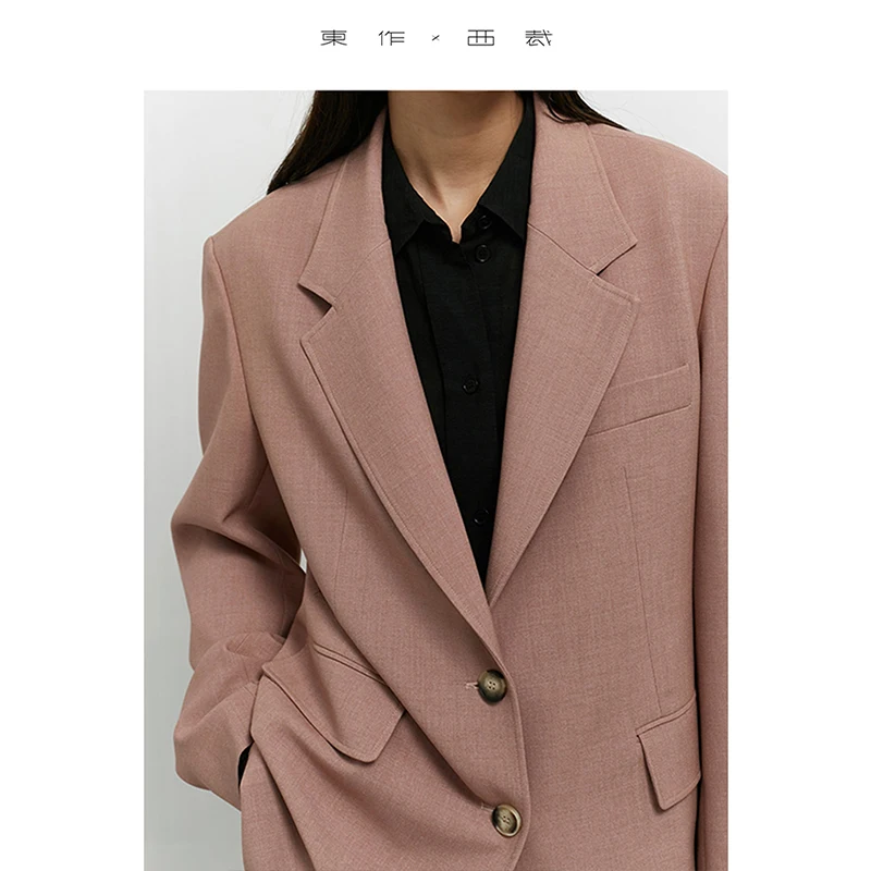 المنتج الأكثر مبيعًا في المتجر ~ سترة نسائية متوسطة الطول لربيع وخريف 2025 للنساء الصغيرات مع وسادات كتف وسترة بدلة غير رسمية