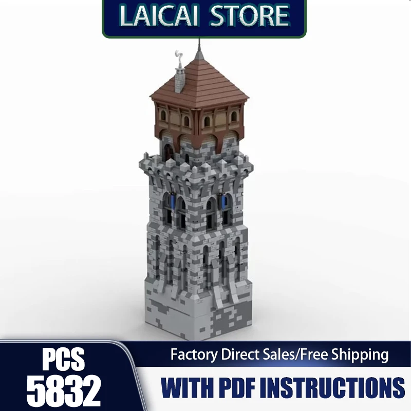 Medieval Castle Model Moc Building Blocks H15 Big Front Tower Bricks Model DIY Assembly Construction Toy Holiday Birthday Gifts