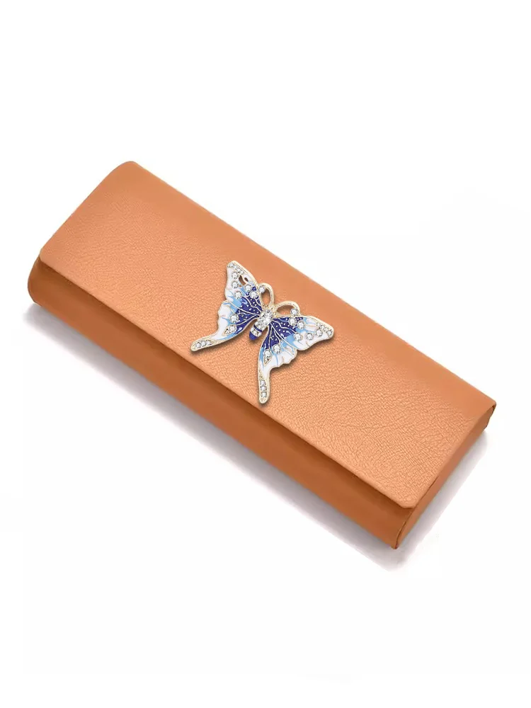 Stylish Fashion EyeEyewear Cases - Champagne Gold Decor Rose Opal Butterfly