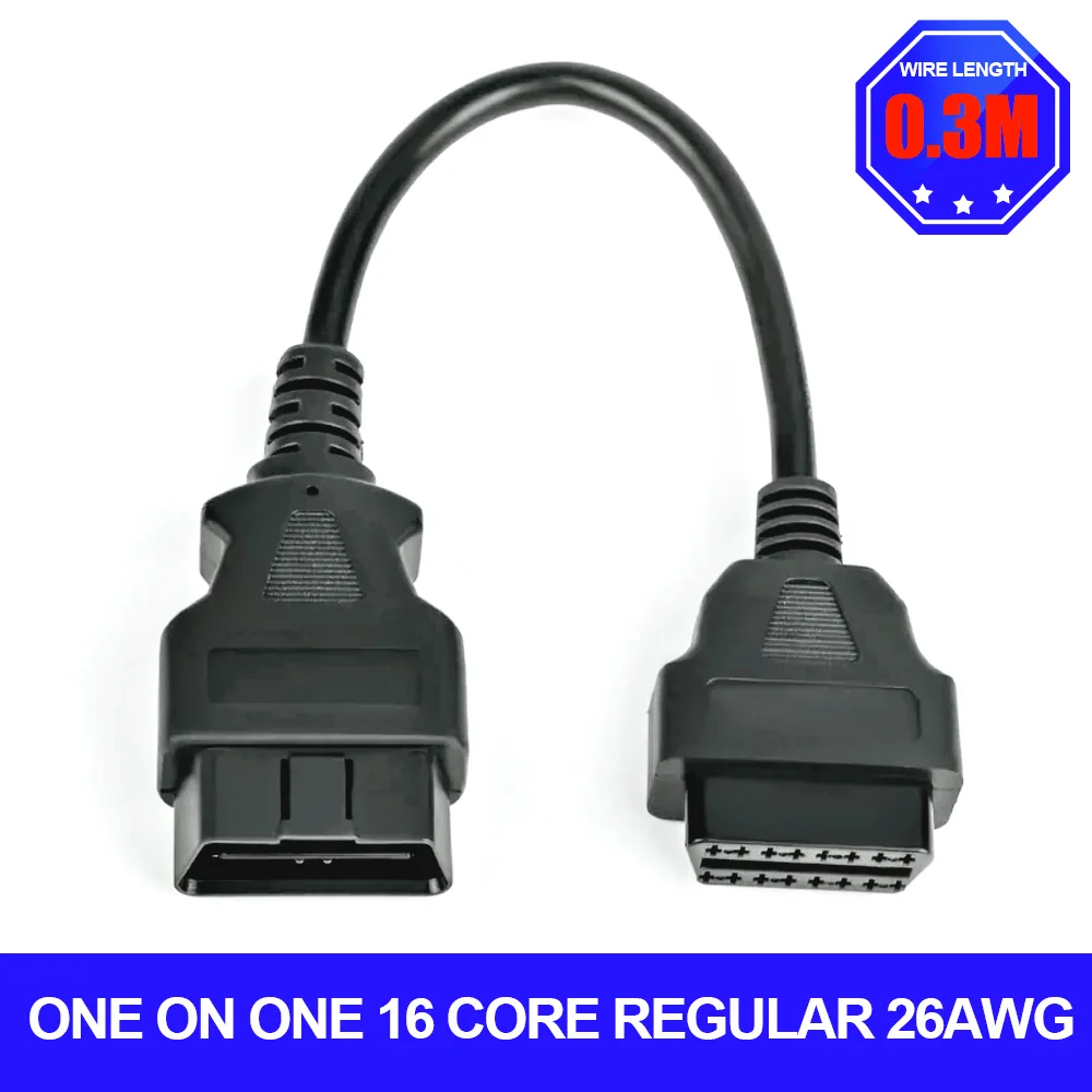Universal Car OBD Extension Cord Male To Female 16 Energized 16 Pin Cable OBD2 ELM327 Diagnostic Tool Connector Scanner Adapter