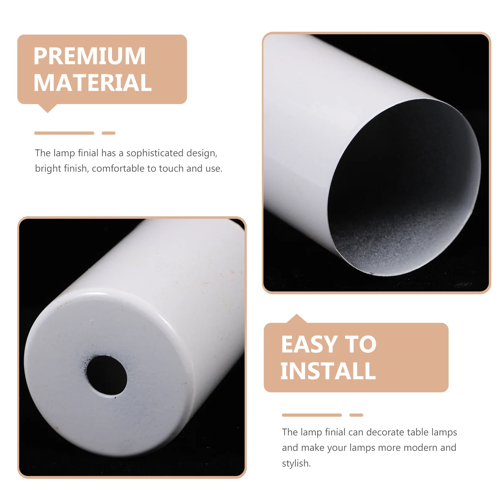 

6Pcs Lamp Finials Metal Cylinder Modern Decorative Replacement Parts for Table Lamps Pendant Floor Lamp Finial