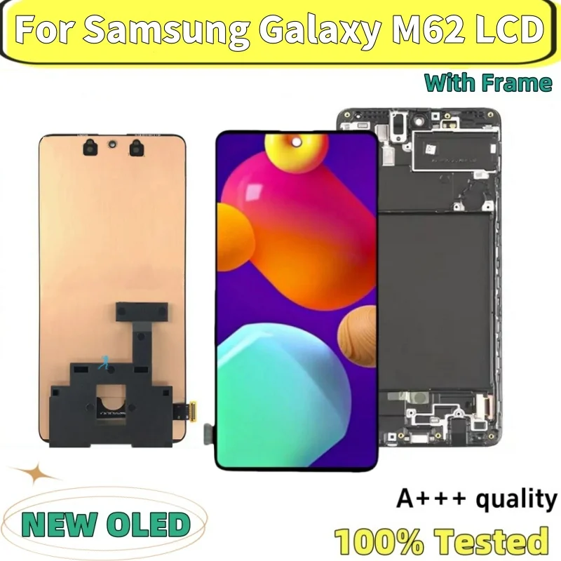 NEW OLED Lcd For Samsung Galaxy M62 SM-M625F M625F/DS Display Touch Screen With bracket frame Digitizer Assembly Replacement