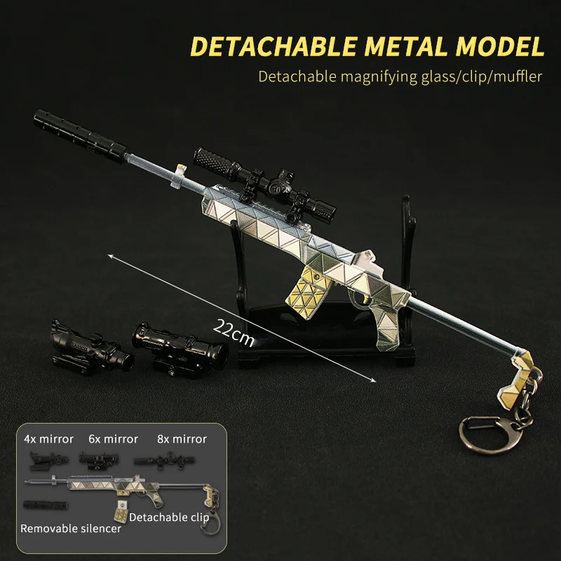 Pubg Wapen Model Combat Metal Gun 22Cm Mini14 Legering Sleutelhanger Speelgoed Geweren Armen 98K Ak47 M24 Game Perifere Jongens Festival Cadeau