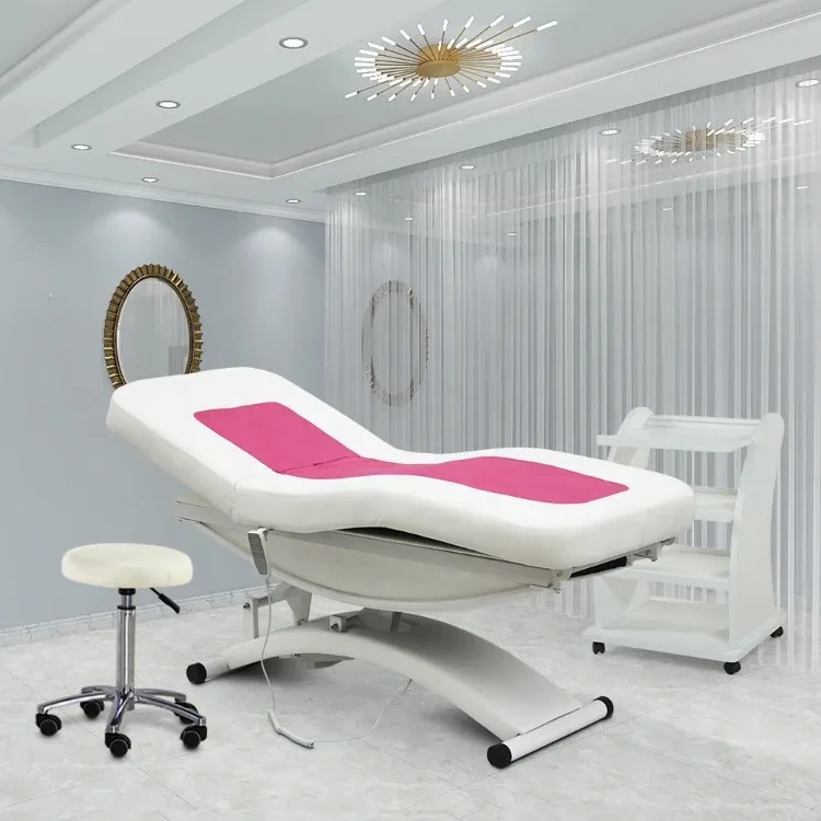 

Luxury Body Therapy Spa Treatment Salon 3 Electric Motor Extension Pink Lash Facial De Massage Bed