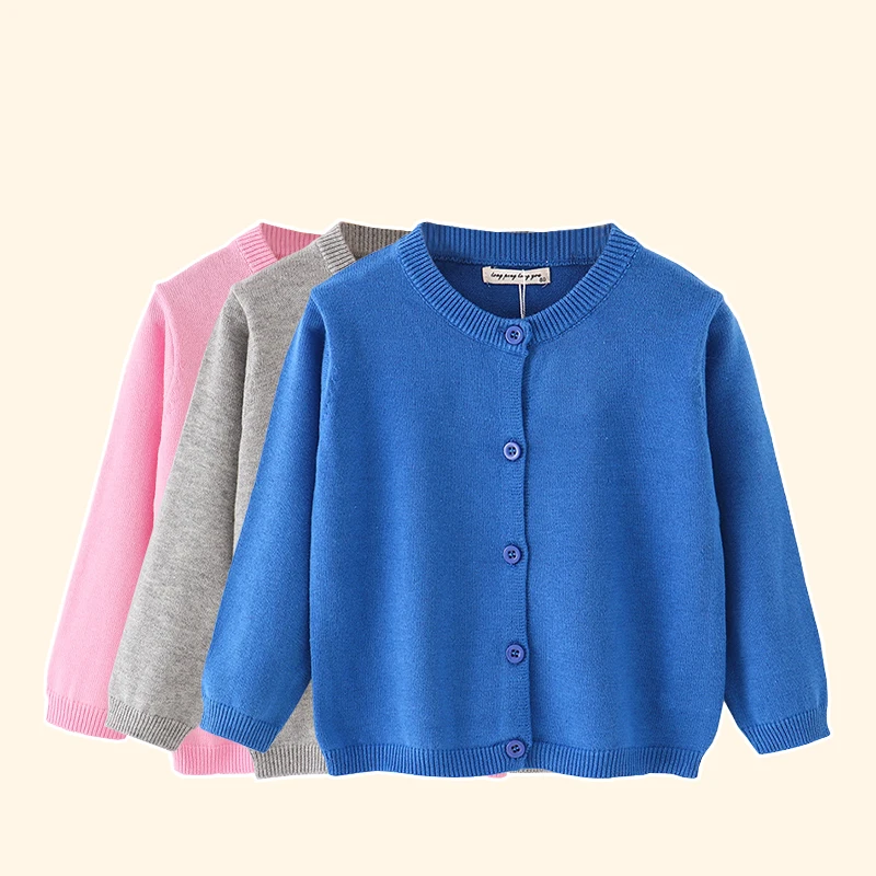 1-6T Kids Girls Cardigan Sweater Coat Solid Color Classics Knitwear Soft Comfortable Knitted Cardigan For Boy Girl Casual Jacket