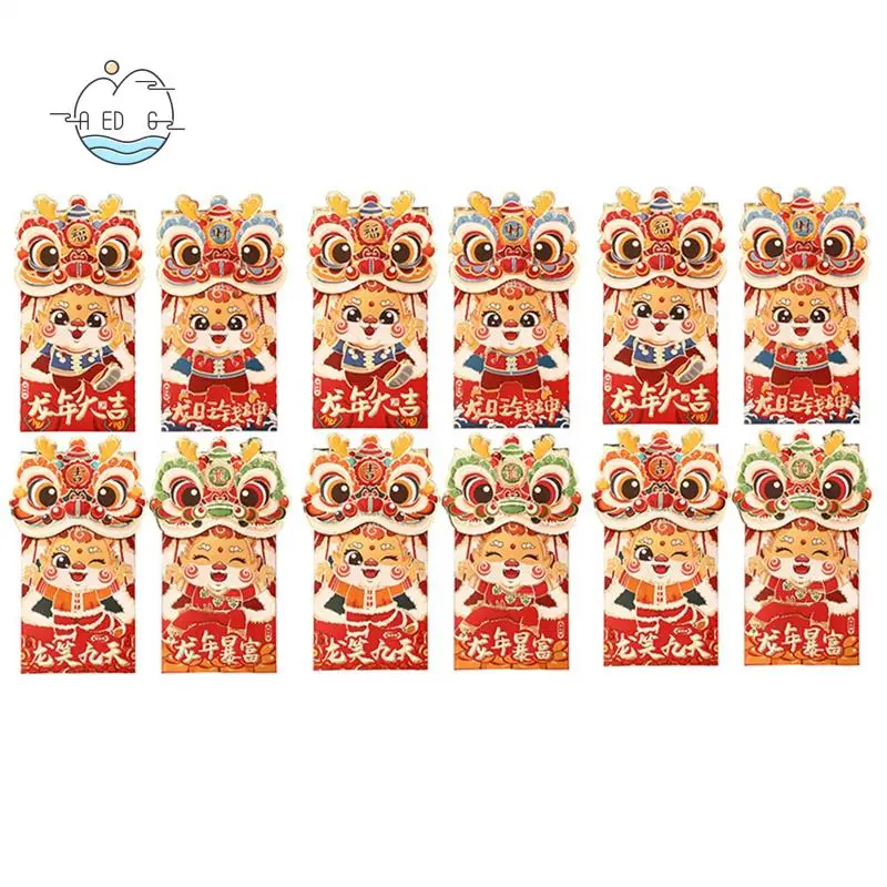 

AED6-12 шт. красные конверты, китайский красный конверт, конверт для денег на удачу, красные конверты на китайский Новый год, новогодний красный пакет