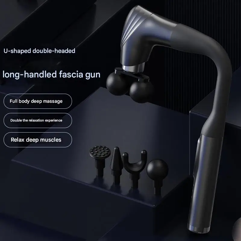 Double-ended fascia gun lengthened back beating artifact electric adjustment massage fitness gun massager high battery life