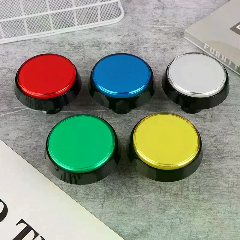 Botón pulsador LED de 60 mm y 12 V para arcade, microinterruptor de reinicio automático, botones redondos grandes, 5 colores, para piezas de bricolaje de gabinetes de arcade