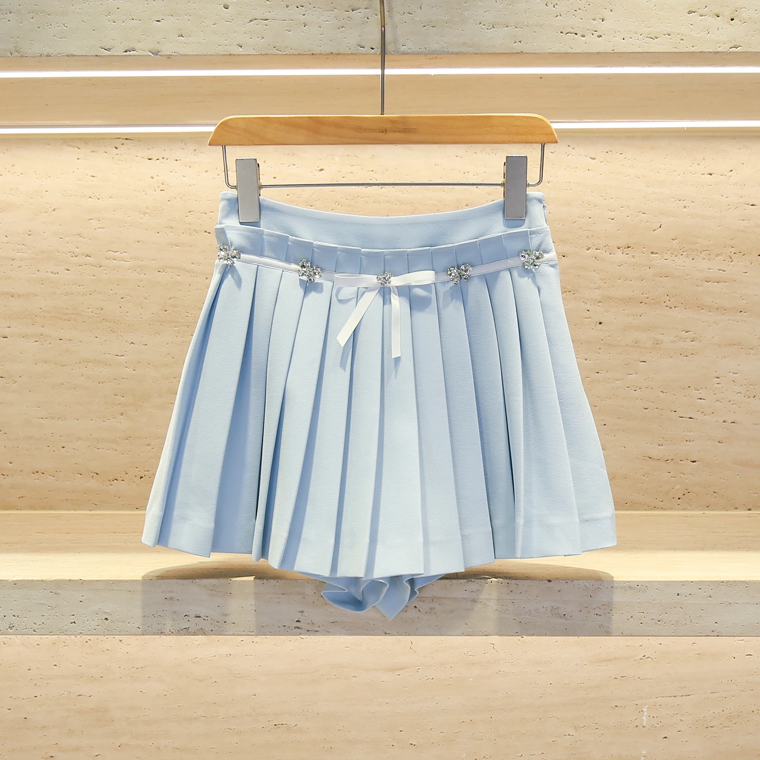 

Sweet Knot High Waist ort f-length Skirt Women's Ele Diamond Glitter Pleated Skirt Young-looking