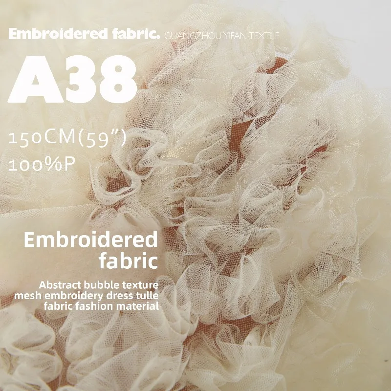 

Perspective Thin Mesh Embroidered Fabric for Puff Skirt Wedding Dress Cloth Diy Clothing By The Yard Sewing Material