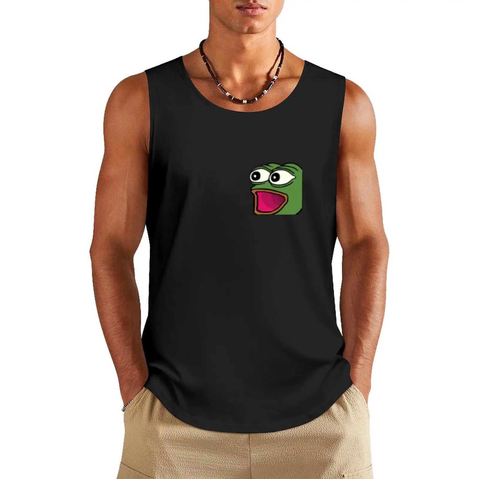 ملابس Poggers-Tank Top للرجال ، ملابس كمال الأجسام ، أشياء رائعة ، 2 Emote ، الصيف