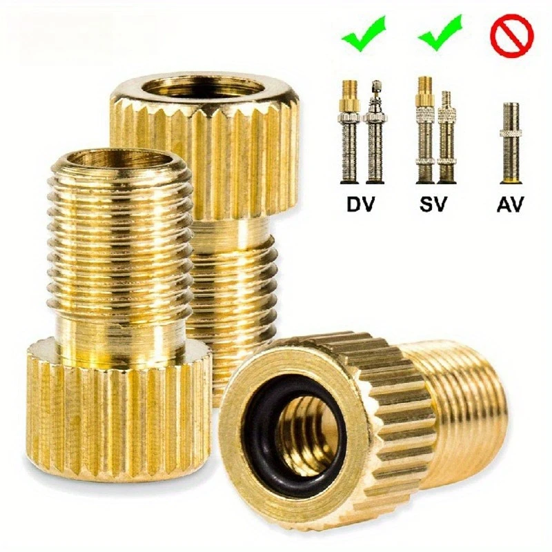 Brass Bike Valve Adapter DV SV to AV Converter Bicycle Tire Presta Schrader to American Air Pump Inflator Adaptor