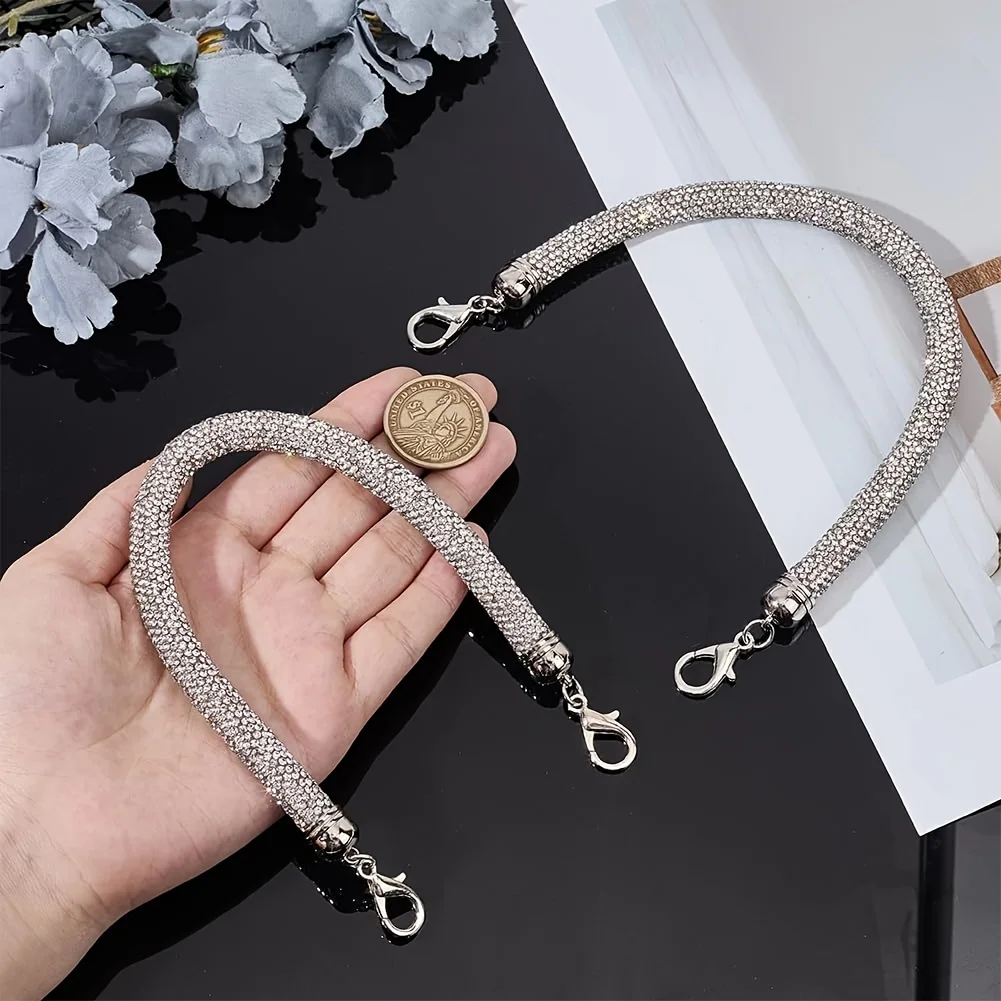 1-2Pcs Rhinestone Purse Chain Strap Replacement 11.8inch Short Crystal Bag Handle Sparkly Wallet Straps Bag Parts Accessories