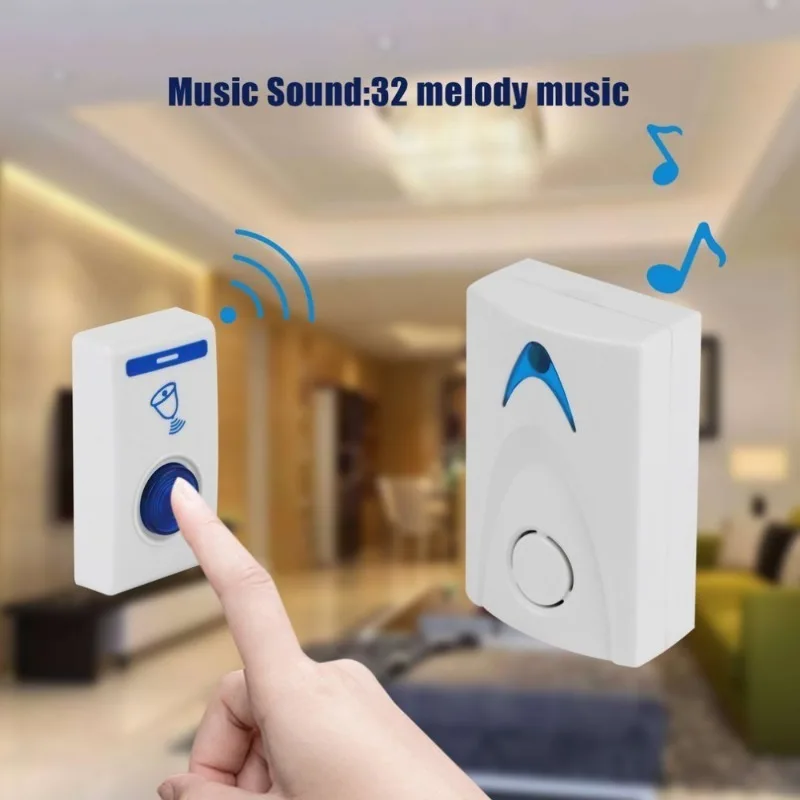 Wireless Doorbell Welcome Smart Doorbell 100M Long Wireless Distance 32 Songs LED Wireless Chime Doorbell Remote Control Door