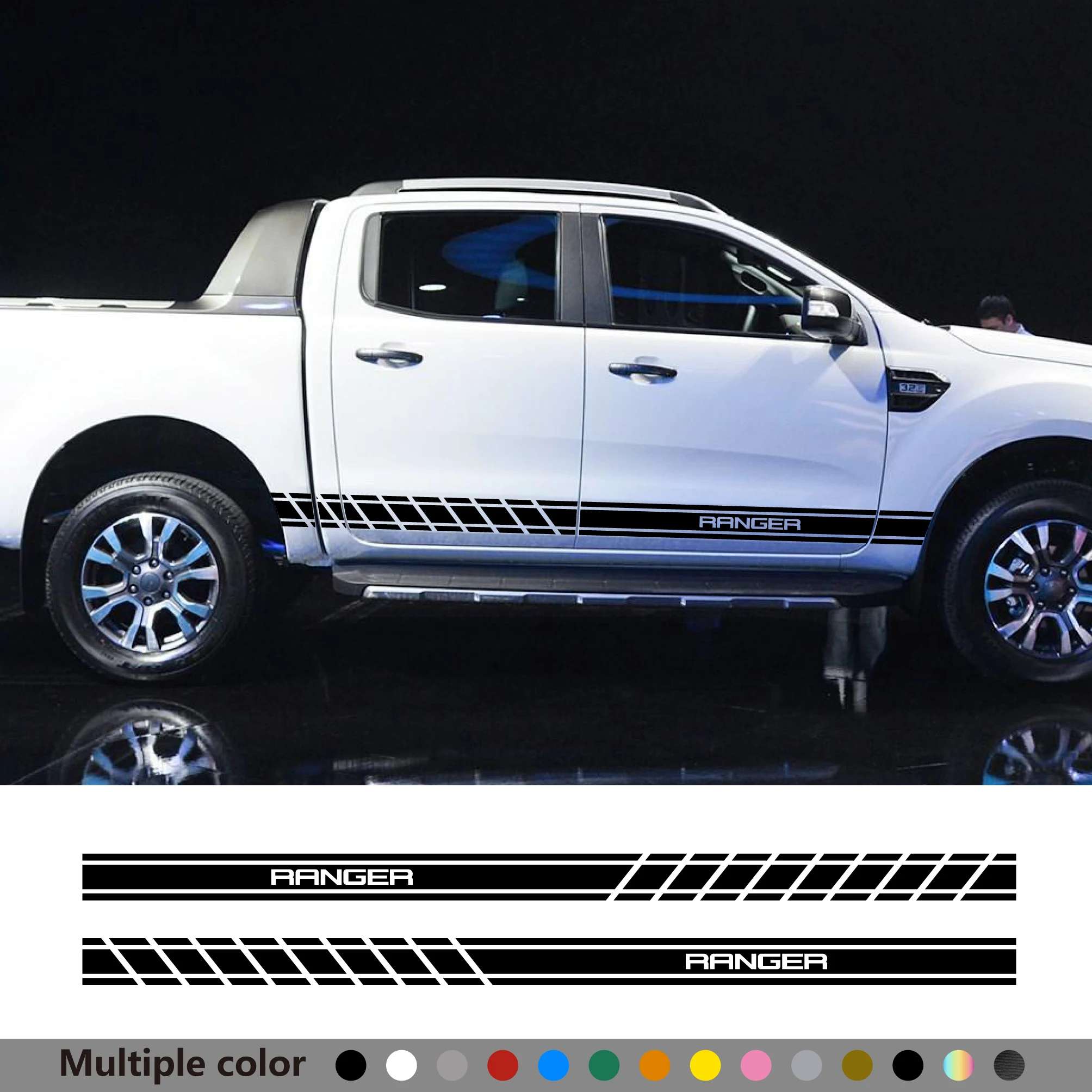 

Car Side Stickers Apply For Ford Ranger Raptor T6 XLT Pickup Truck Stripes Vinyl Film Decal Decor Auto Skirt Tuning Accessories