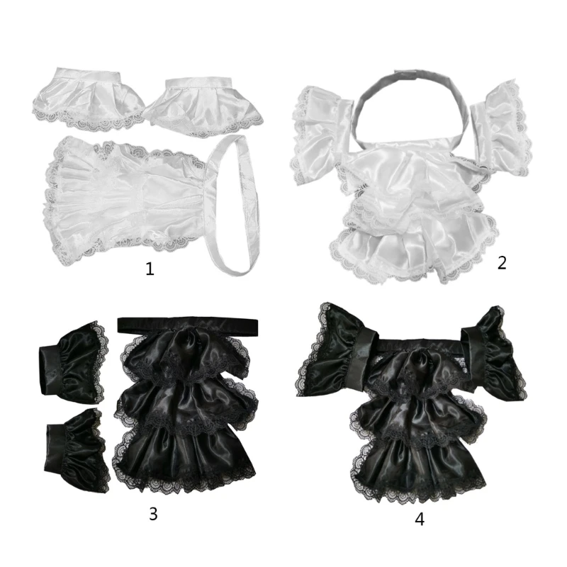 Viktorianisches Kolonial-Jabot-Set mit Rüschen aus Satin, Kragen und falschen Manschetten für Erwachsene und Kinder, Unisex, Halloween-Party-Kostümzubehör – Detail 10