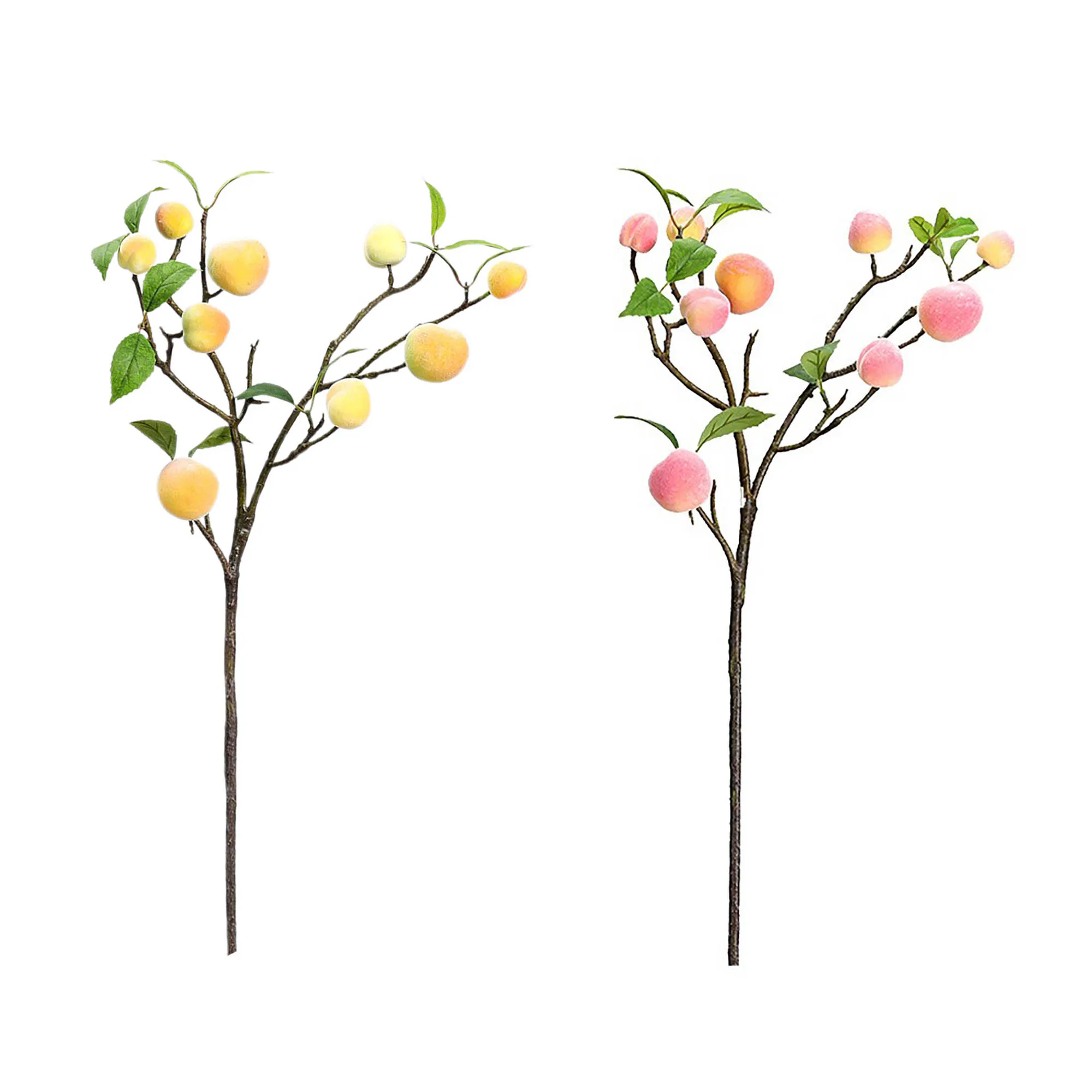 

2Pcs 73cm Long-stem Foam Peach Branches, Artificial Honey Peach Branch with Leaves, Simulation Fruit Home Decoration