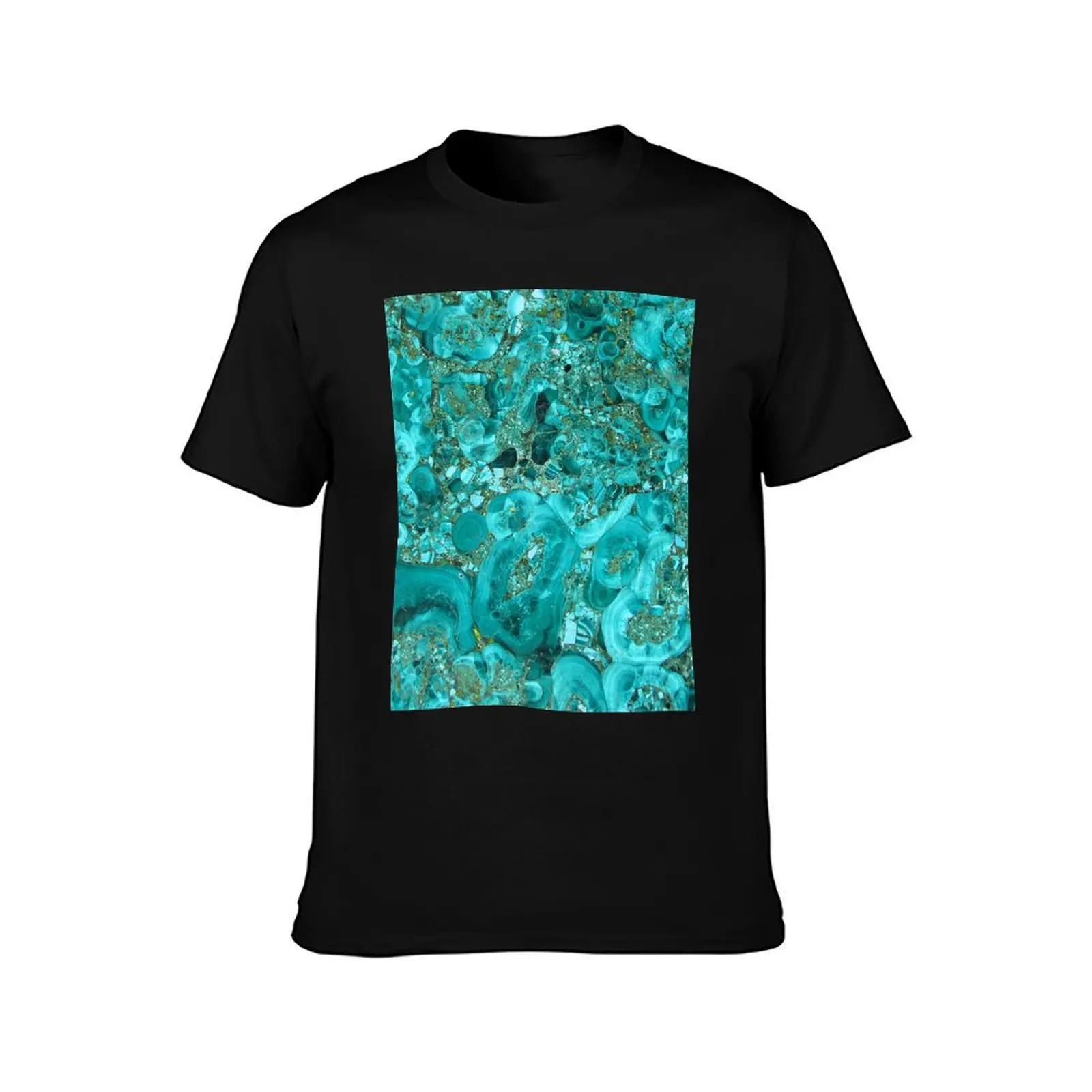 Marble Turquoise Blue Gold T-Shirt Holiday Lightweight T-Shirt