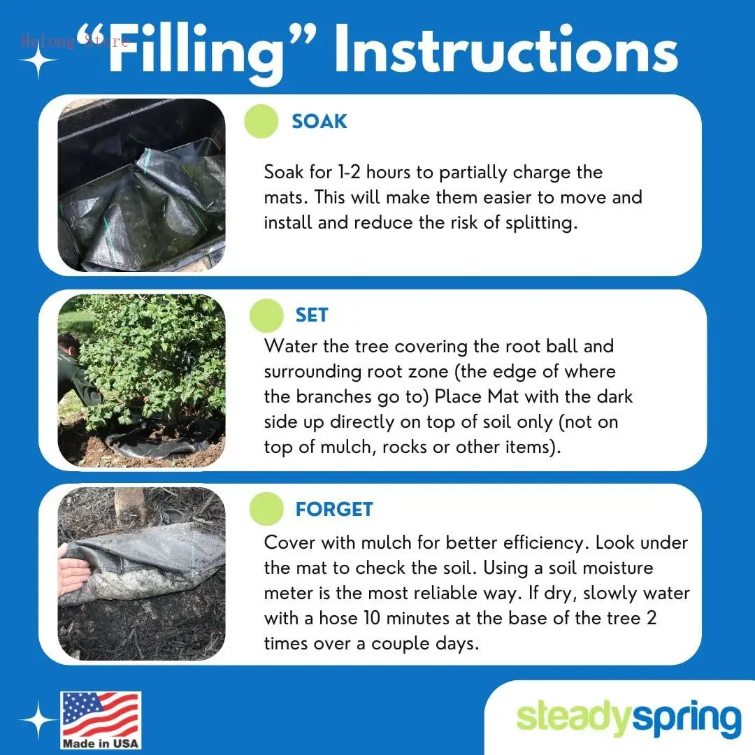 حصيرة سقاية شجرة ذكية لمدة 30+ يومًا مقاس 24 بوصة - عبوات تلقائية مع المطر والإصدارات البطيئة حسب احتياجات النباتات - لكرات الجذر بقطر 11 بوصة - 15 بوصة