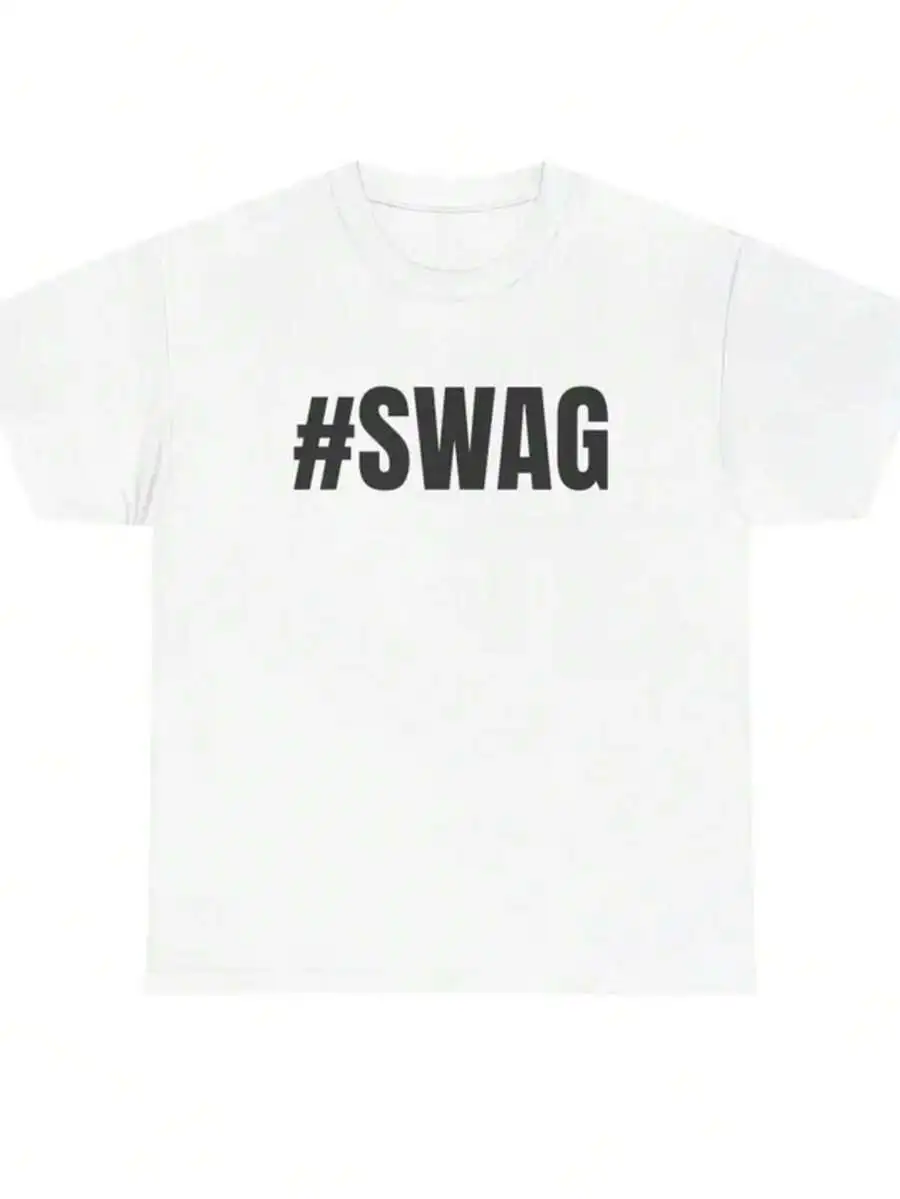 Unisex SWAG Slogan Print Unique Y2K Streetwear Casual Short Sleeve Crew Neck Graphic T‑Shirt Tee Top