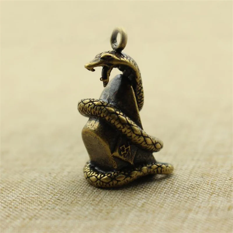 Brass Zodiac Snake Charms Pendant DIY Keychain Animal Figurines Ornament Bag Car Home Decoration Accessries