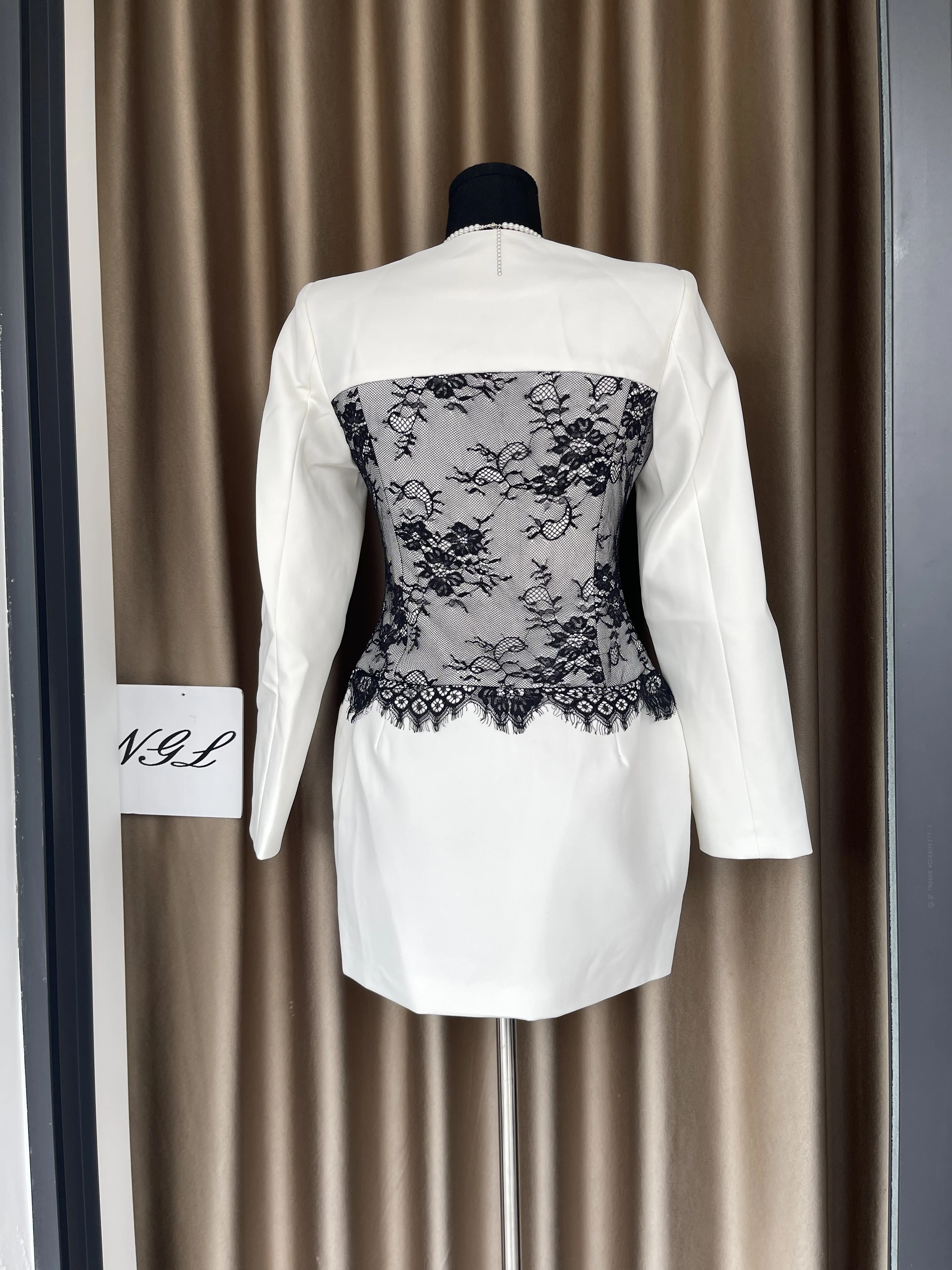 

Женское сексуальное мини-платье с длинным рукавом и высокой талией, глубоким v-образным вырезом, кружевное лоскутное мини-платье, модное клубное пальто для празднования дня рождения