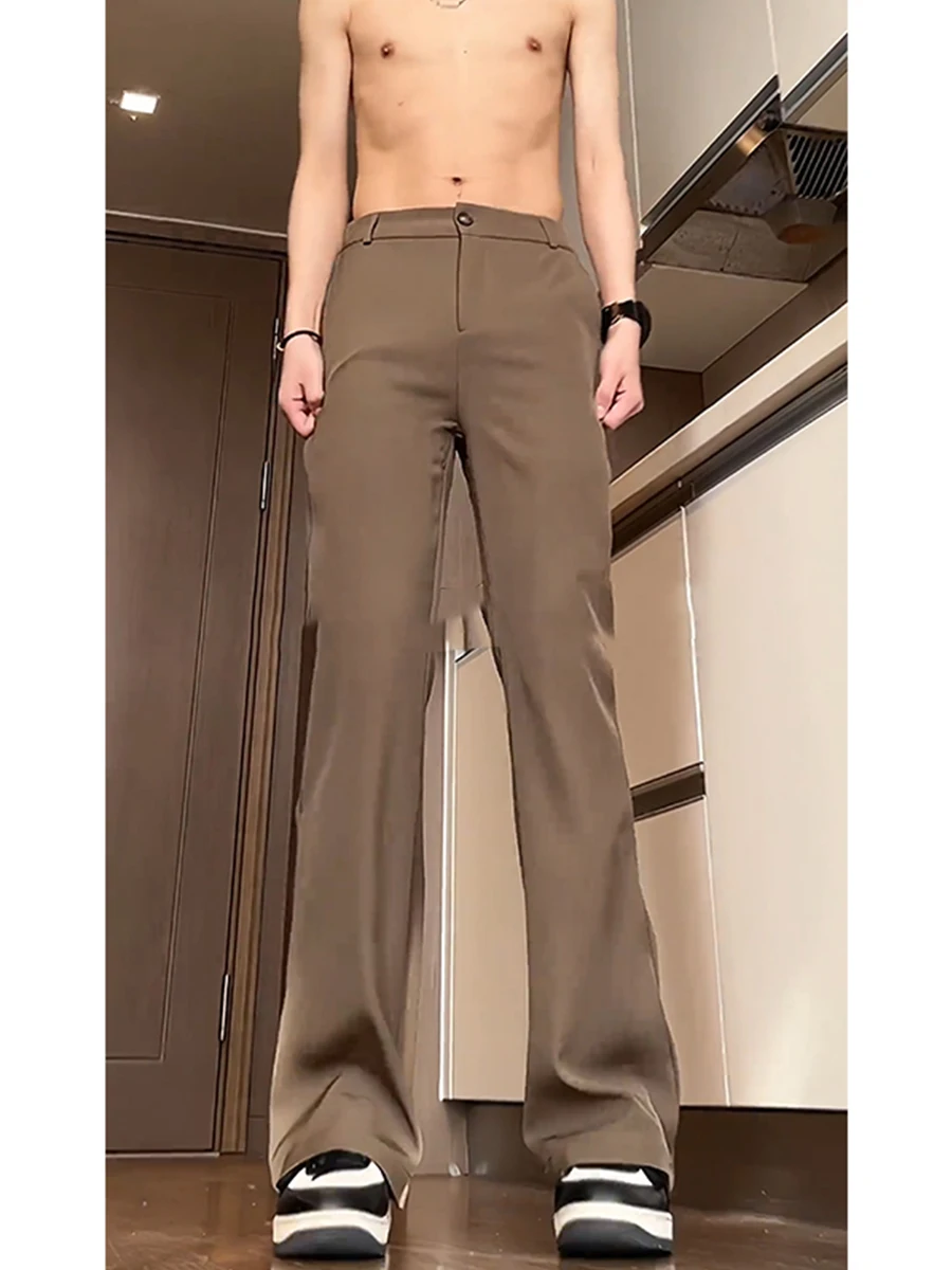 

Ce Brown Men's Slim Fit Elastic Straight Leg Pants Spring Autumn High Waist Trousers Cleanfit Sli Casual Faion