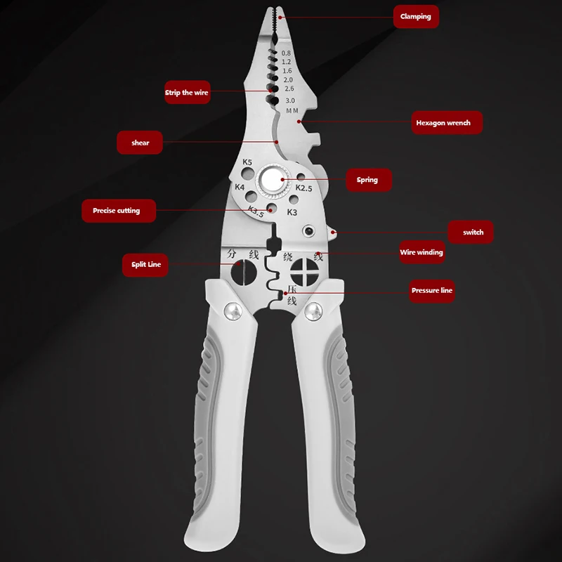 Crimper Cable Cutter Adjustable Automatic Wire Stripper Stripping Crimping Pliers Multifunctional Wire Repair Tool Pliers