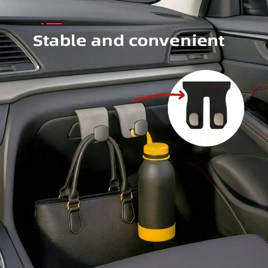 Car Hooks, Passenger Glove Box Hooks, Front Seat Storage Metal Hooks With Rollers, Plush Lining Passenger Glove Box Hooks With