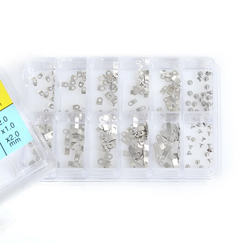 Watch Movement Holder Clamps & Screws Assortment - Stainless Steel Fixing Set for Watch Repair with Storage Box
