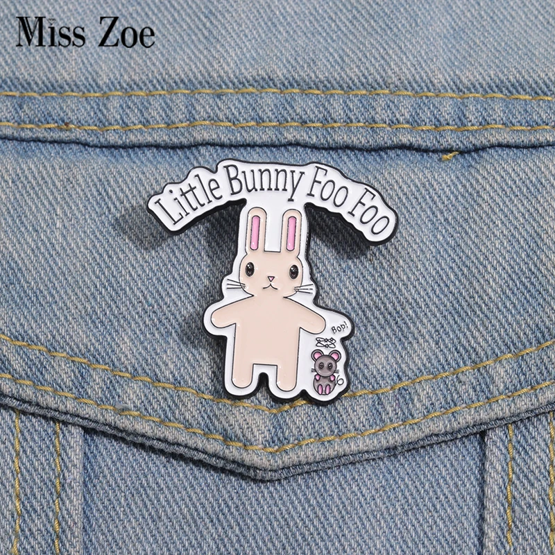 

Little Bunny Foo Foo Enamel Pins Custom Cute Rabbit Brooches Lapel Badges Animal Jewelry Gift for Kids Friends