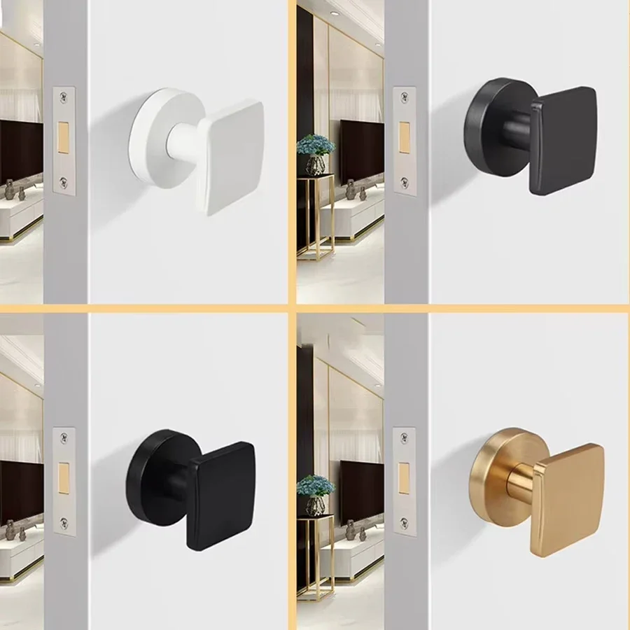 

Zinc Alloy Invisible Door Lock Square Door Handle Single-Sided Invisible Indoor Door Lock with Small Keyhole Channel Lock