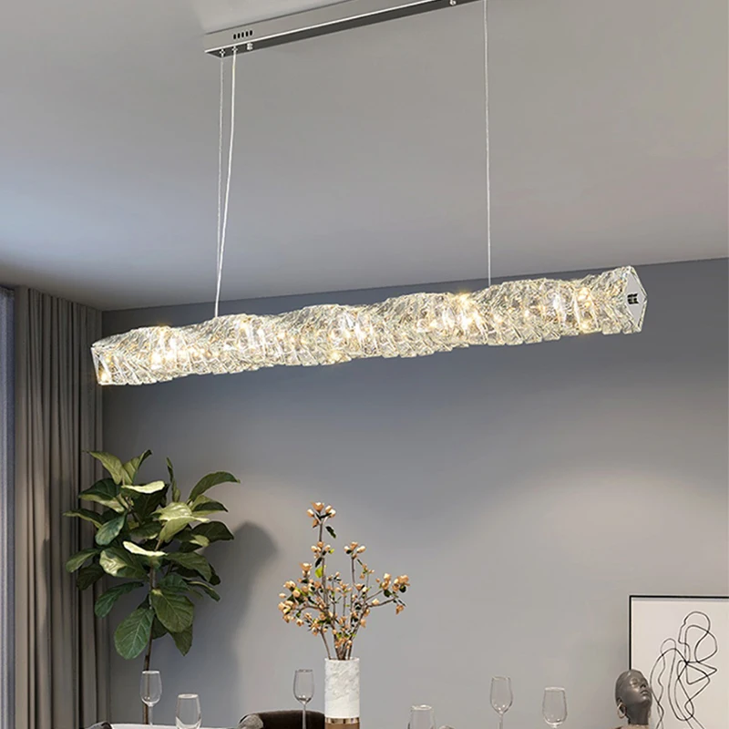 Imagem -03 - Moderno Pingente de Cristal Lighs Barra Jantar Sala Estar Lustre Teto Luxo Casa Decorações Tira Lâmpada Led Luminárias