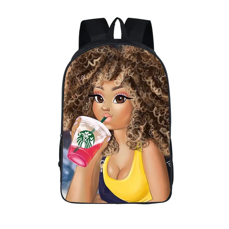 

Hip Hop African girls afro lady Notebook Backpacks pupil School Bags 3D Print Oxford Waterproof Boys/Girls Laptop Backpacks